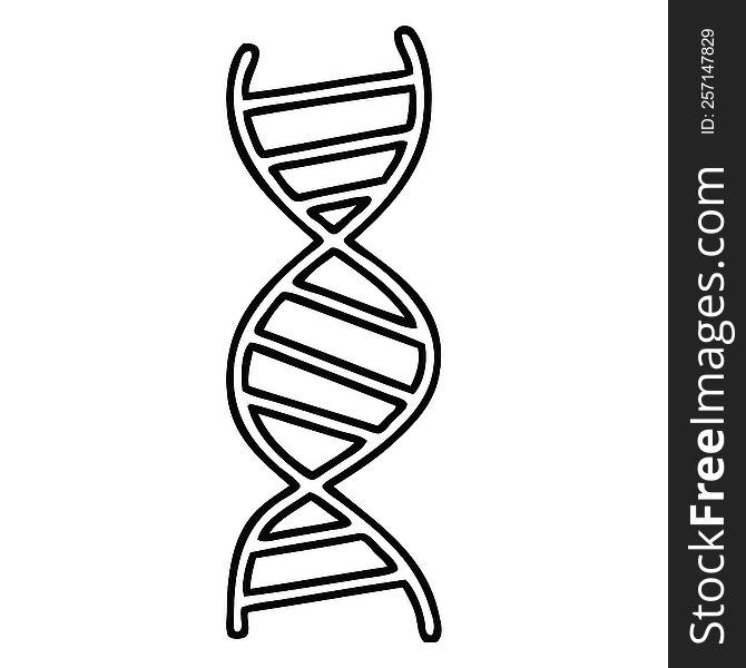 line drawing cartoon of a DNA strand