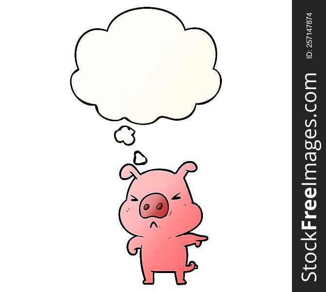 Cartoon Angry Pig And Thought Bubble In Smooth Gradient Style
