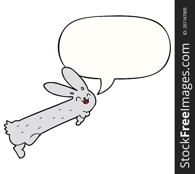 Funny Cartoon Rabbit And Speech Bubble
