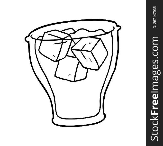 line drawing of a glass of cola with ice. line drawing of a glass of cola with ice