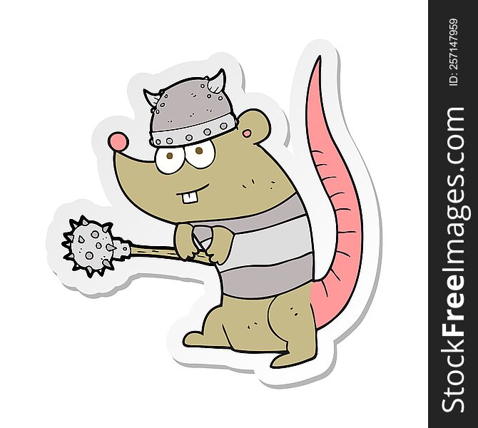 sticker of a cartoon rat warrior