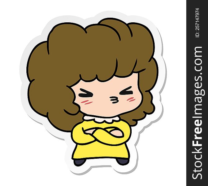 sticker cartoon illustration of a cute cross kawaii girl. sticker cartoon illustration of a cute cross kawaii girl