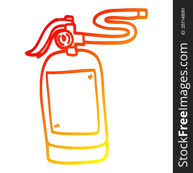 warm gradient line drawing cartoon fire extinguisher