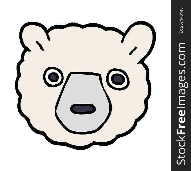 Cartoon Doodle Polar Bear Face
