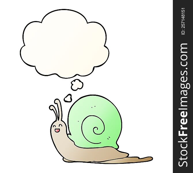 Cartoon Snail And Thought Bubble In Smooth Gradient Style