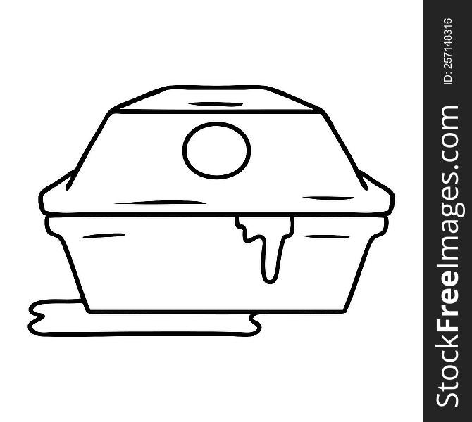 hand drawn line drawing doodle of a fast food burger container