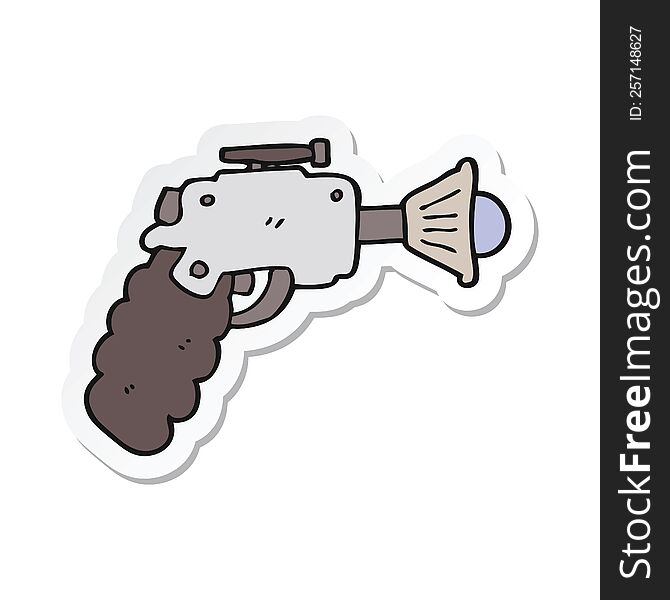 sticker of a cartoon ray gun
