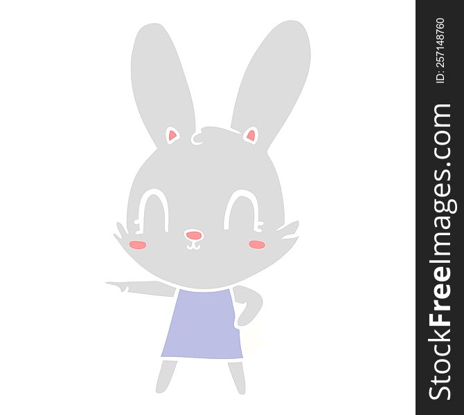 Cute Flat Color Style Cartoon Rabbit In Dress