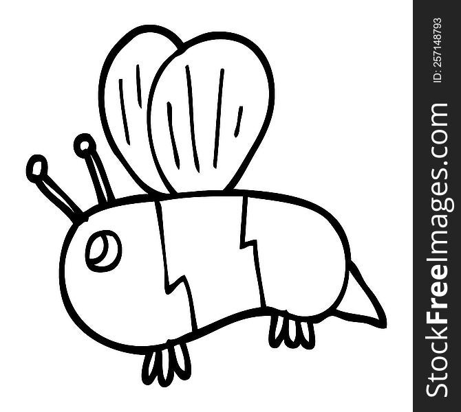 line drawing cartoon fat bee