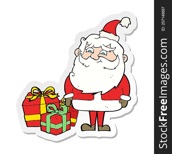 Sticker Of A Cartoon Santa Claus