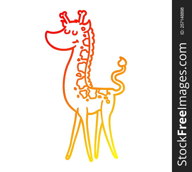 Warm Gradient Line Drawing Cartoon Giraffe