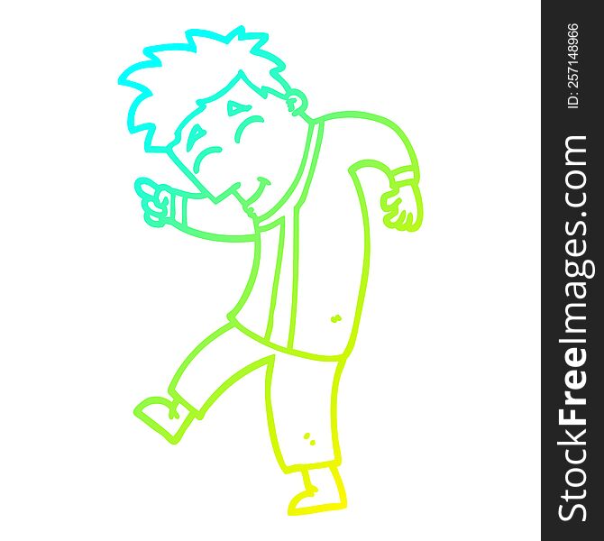 Cold Gradient Line Drawing Cartoon Dancing Man