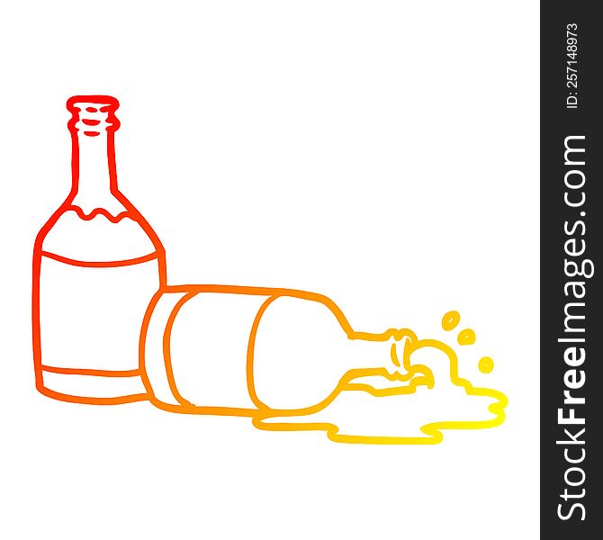 warm gradient line drawing beer bottles with spilled beer