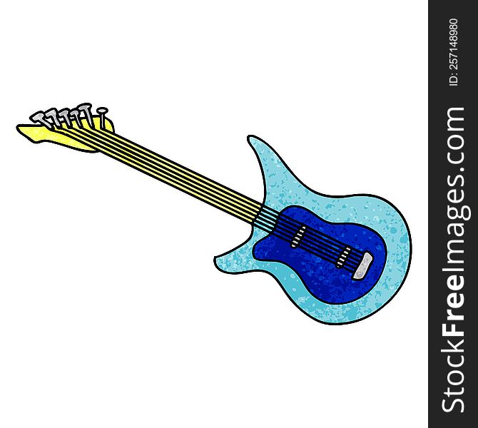 Textured Cartoon Doodle Of A Guitar