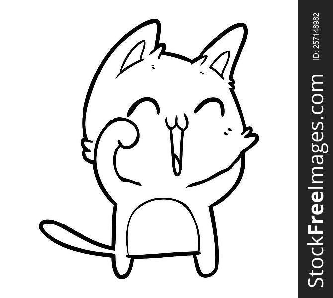 happy cartoon cat meowing. happy cartoon cat meowing
