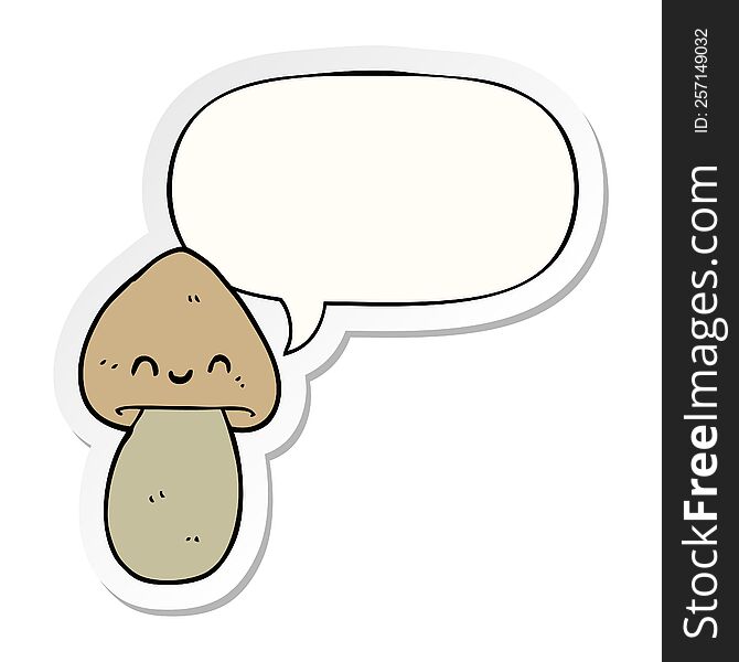 Cartoon Mushroom And Speech Bubble Sticker