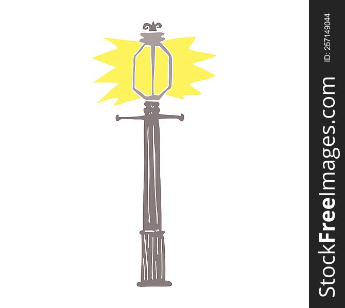 Flat Color Illustration Cartoon Lamp Post