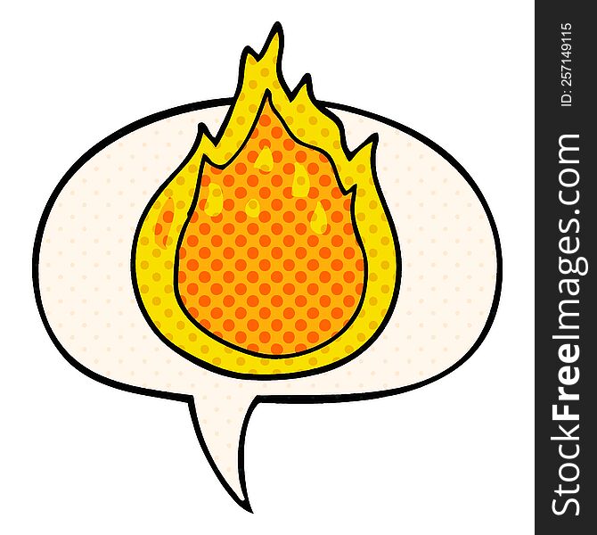 Cartoon Fire And Speech Bubble In Comic Book Style