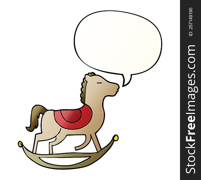 cartoon rocking horse with speech bubble in smooth gradient style