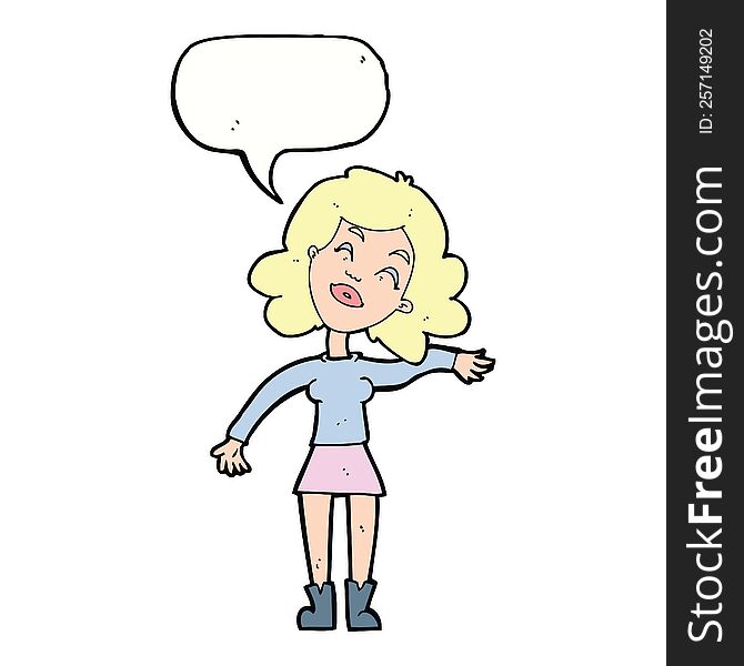 Cartoon Woman Only Joking With Speech Bubble