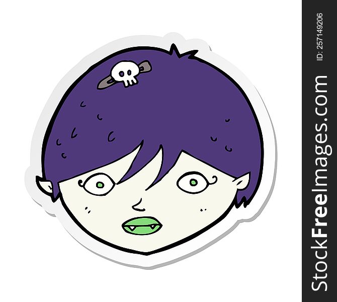 Sticker Of A Cartoon Vampire Face