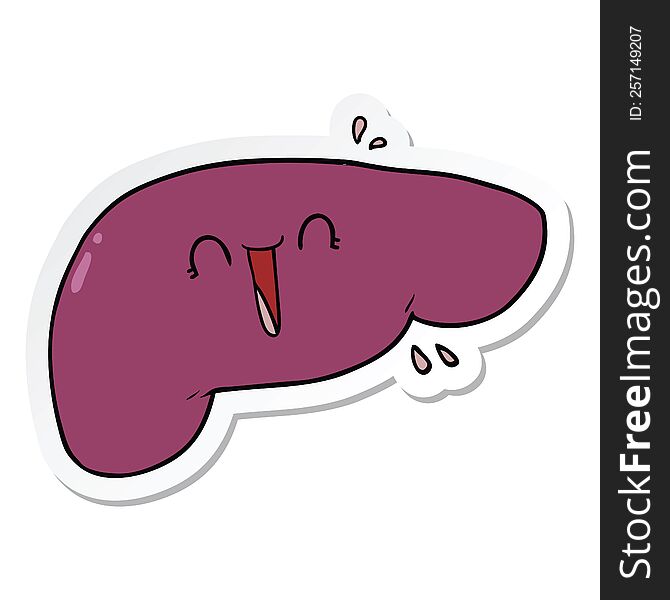 Sticker Of A Cartoon Liver