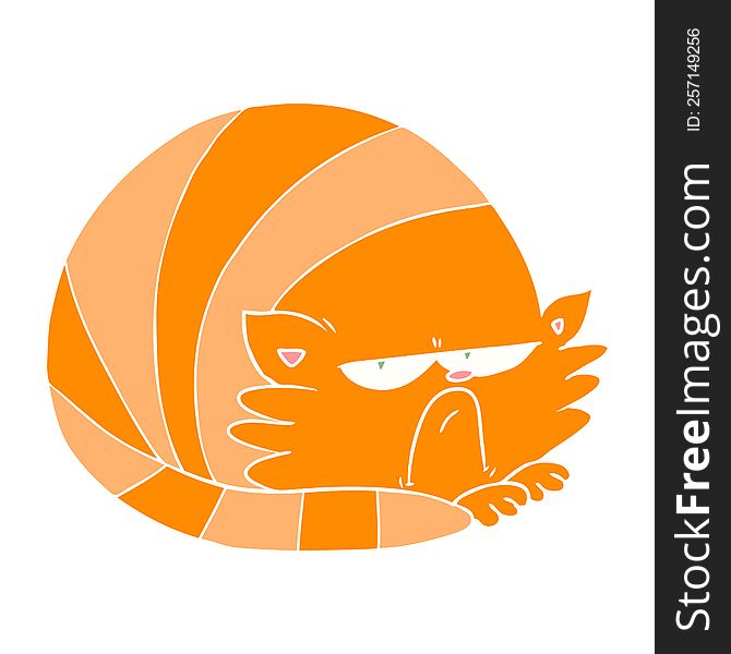 Flat Color Style Cartoon Grumpy Cat