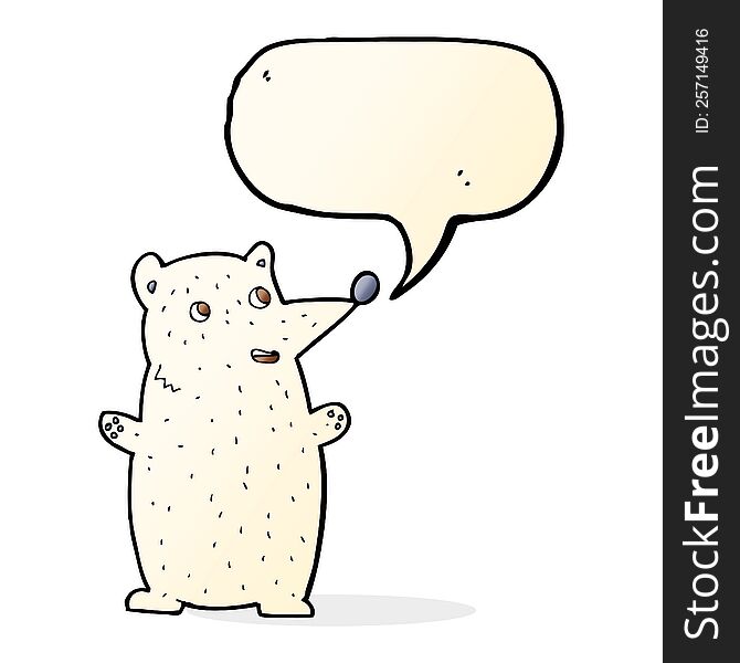 Funny Cartoon Polar Bear With Speech Bubble