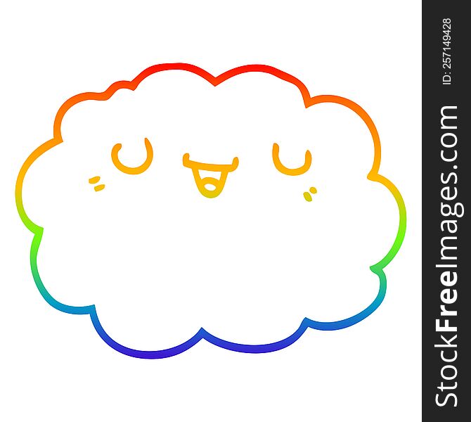 rainbow gradient line drawing of a cartoon cloud
