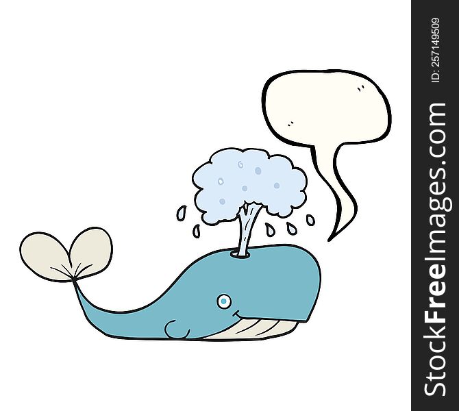 freehand drawn speech bubble cartoon whale spouting water