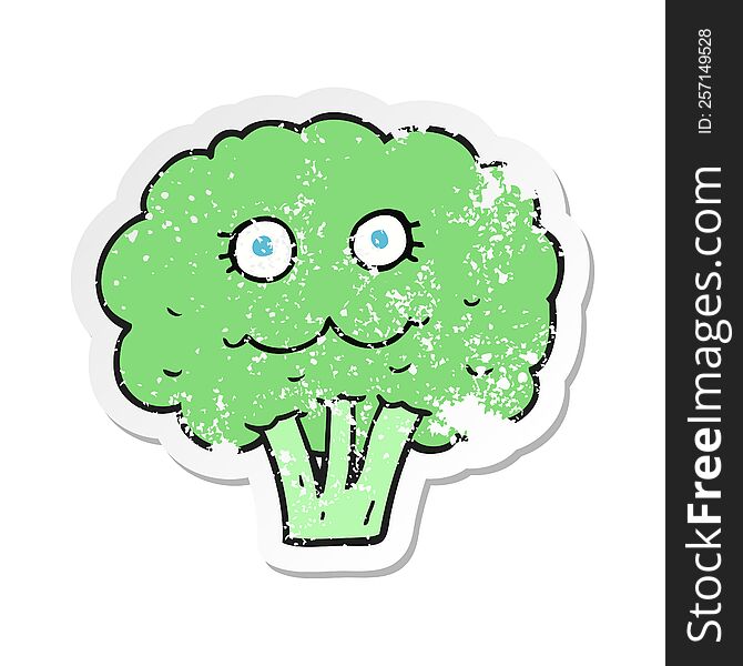 retro distressed sticker of a cartoon broccoli