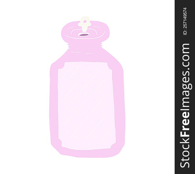 Flat Color Illustration Of A Cartoon Hot Water Bottle