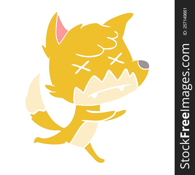 flat color style cartoon dead fox