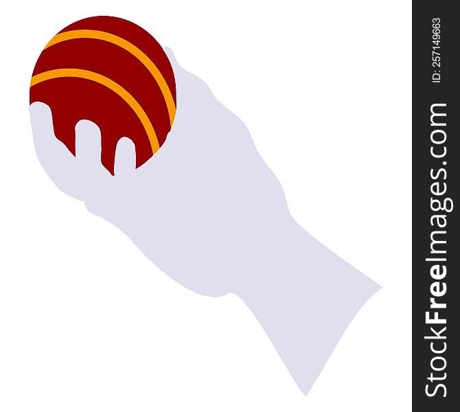 hand holding cricket ball