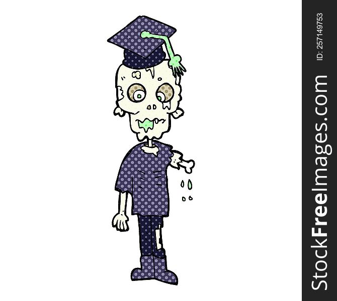 Comic Book Style Cartoon Zombie Student