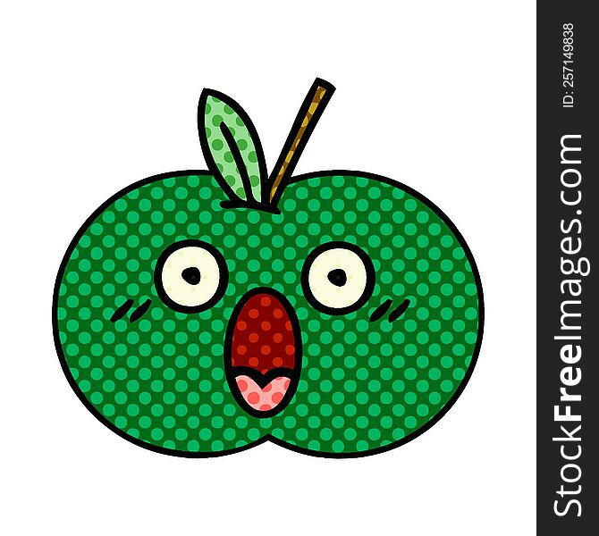 comic book style cartoon of a juicy apple