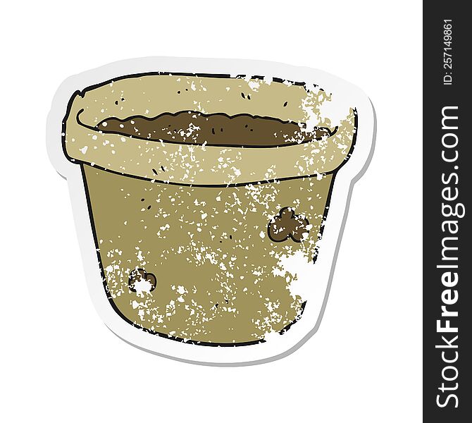 retro distressed sticker of a cartoon pot of earth