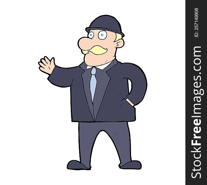 cartoon sensible business man in bowler hat