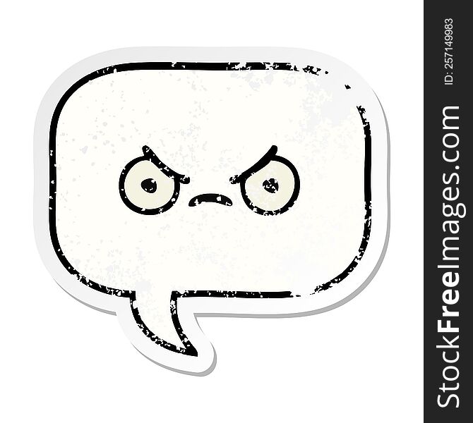 distressed sticker of a cute cartoon speech bubble