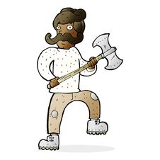 Cartoon Man With Axe Stock Photo
