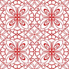 Seamless Graphic Pattern, Floral Red Ornament Tile On White Background, Texture, Design Royalty Free Stock Photography