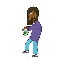 Free Cartoon Hippie Man With Bag Of Weed Royalty Free Stock Photo - 257157235