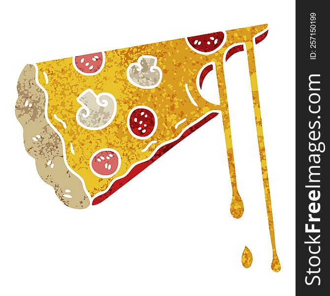retro illustration style quirky cartoon cheesy pizza. retro illustration style quirky cartoon cheesy pizza