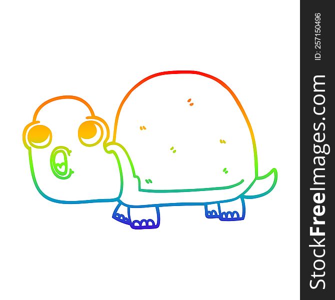 Rainbow Gradient Line Drawing Cartoon Shocked Turtle