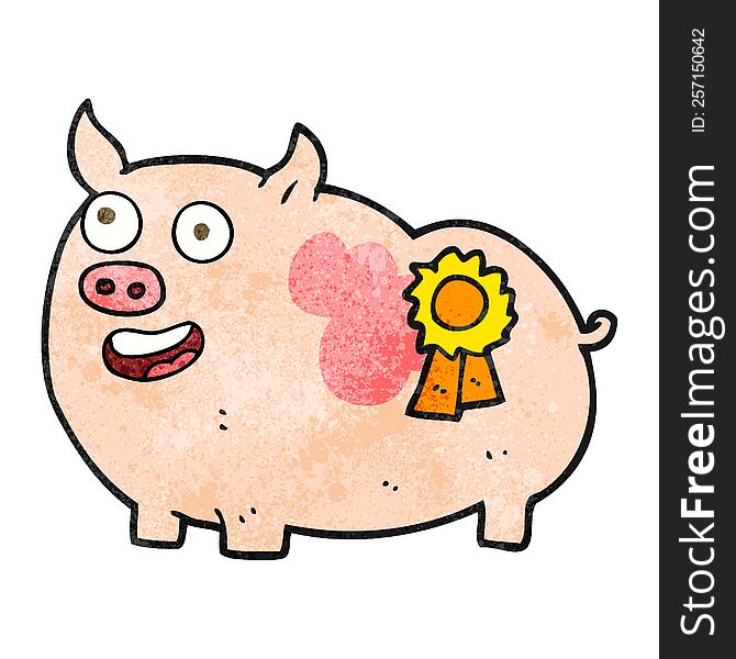 freehand textured cartoon prize winning pig