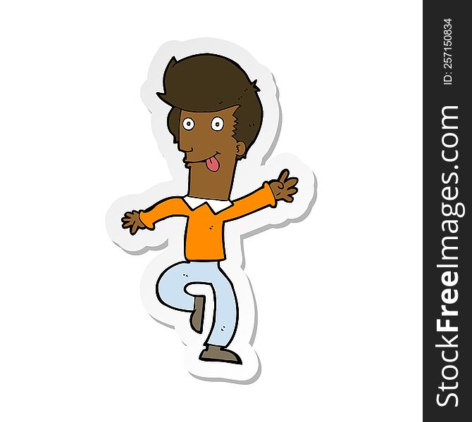 Sticker Of A Cartoon Man Dancing