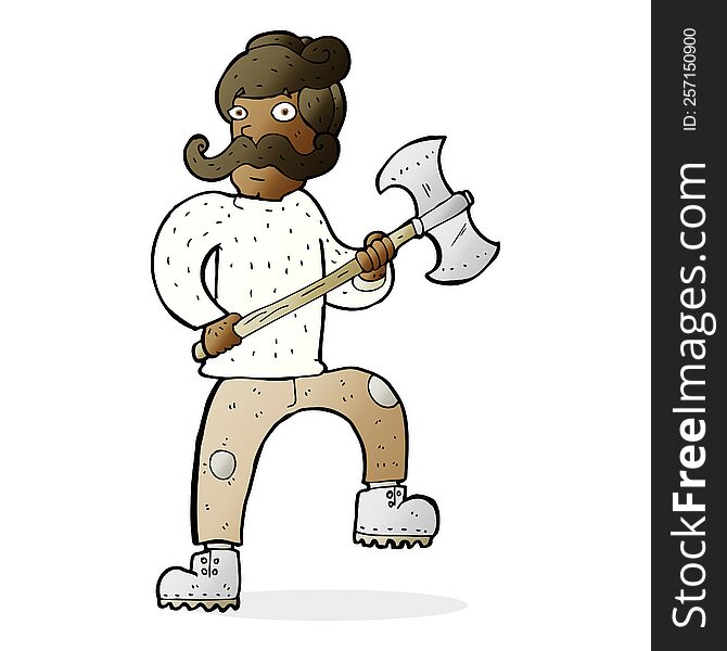 cartoon man with axe