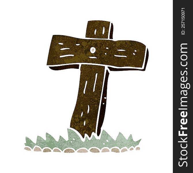 cartoon wooden cross grave