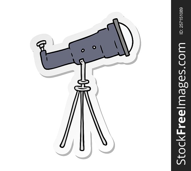Sticker Cartoon Doodle Of A Large Telescope