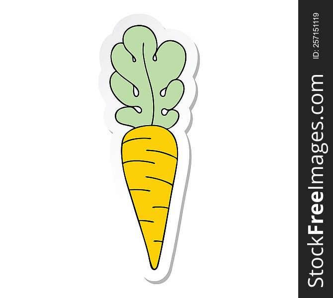 sticker of a quirky hand drawn cartoon carrot
